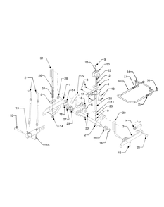 Center Hydraulic Lift Linkage Diagram and Parts List for GT3200 14A692010-14B692710 Cub Cadet Lawn Tractor